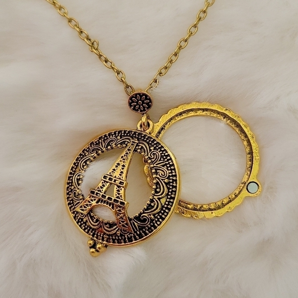 Eiffel Tower Pendant With Magnifying Glass And Long Necklece. - Picture 8 of 9